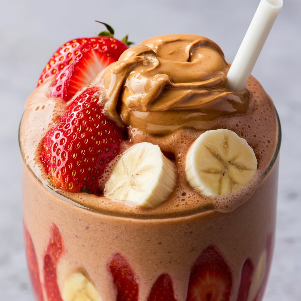 strawberry banana peanut butter smoothie